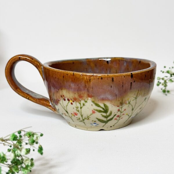 Filiżanka ceramiczna z roślinami 250 ml