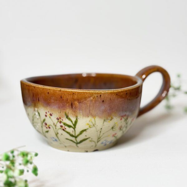 Filiżanka ceramiczna z roślinami 250 ml